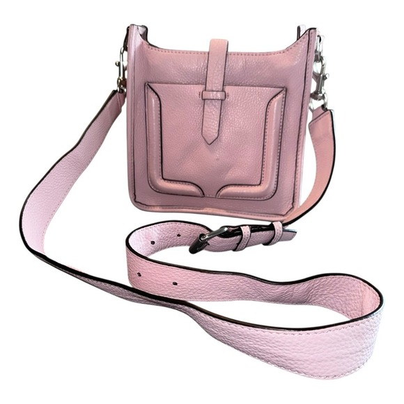 Rebecca Minkoff Pink Pebbled Leather Crossbody‎ Handbag Feed Bag Designer - Picture 1 of 13